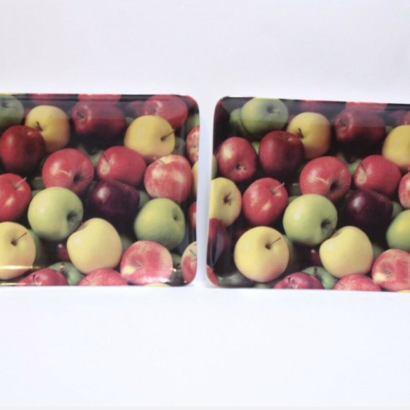 Starbucks Platter Plate Apples - so cute! Set of 2 - RARE - Picture 6 of 6
